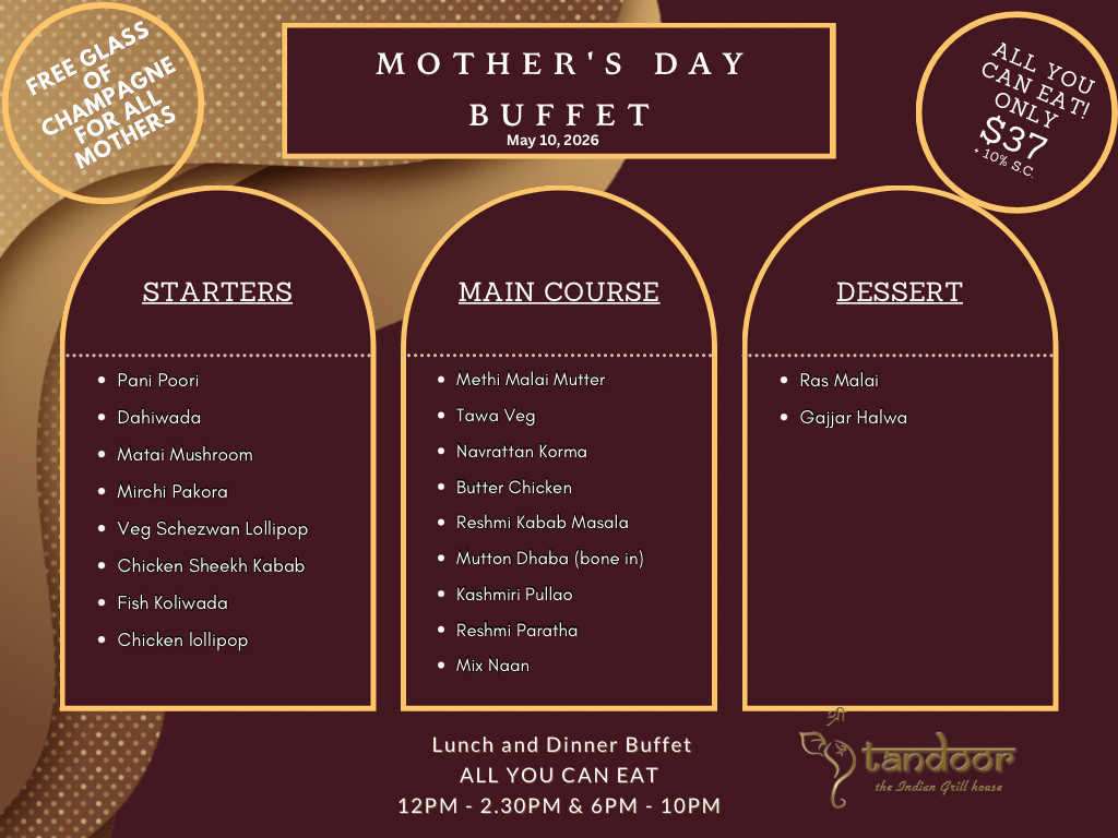 Mother’s Day Buffet at Tandoor – Tandoor the Indian Grill House